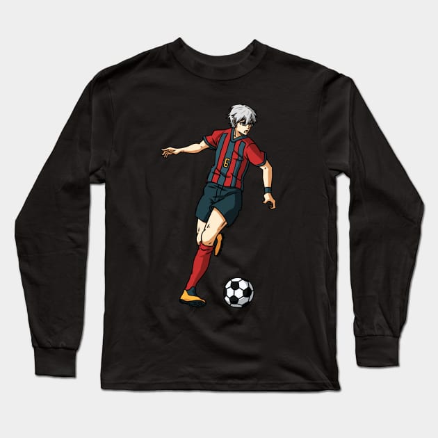 Soccer Anime Boy Husbando Weeb Aesthetic Football Long Sleeve T-Shirt by Alex21